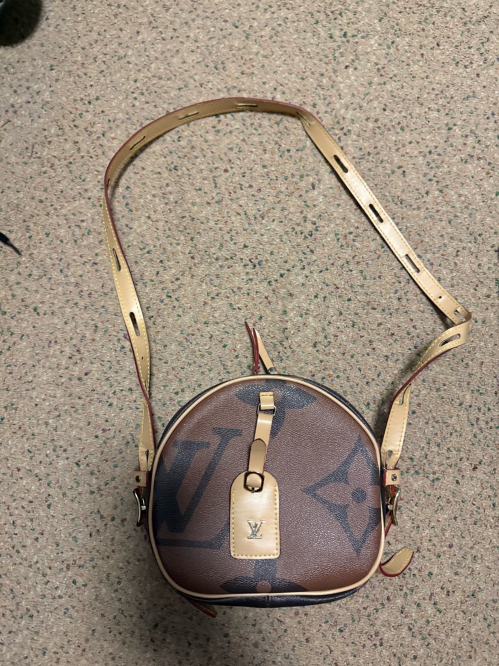 Jones New York Round Crossbody in Brown and Tan